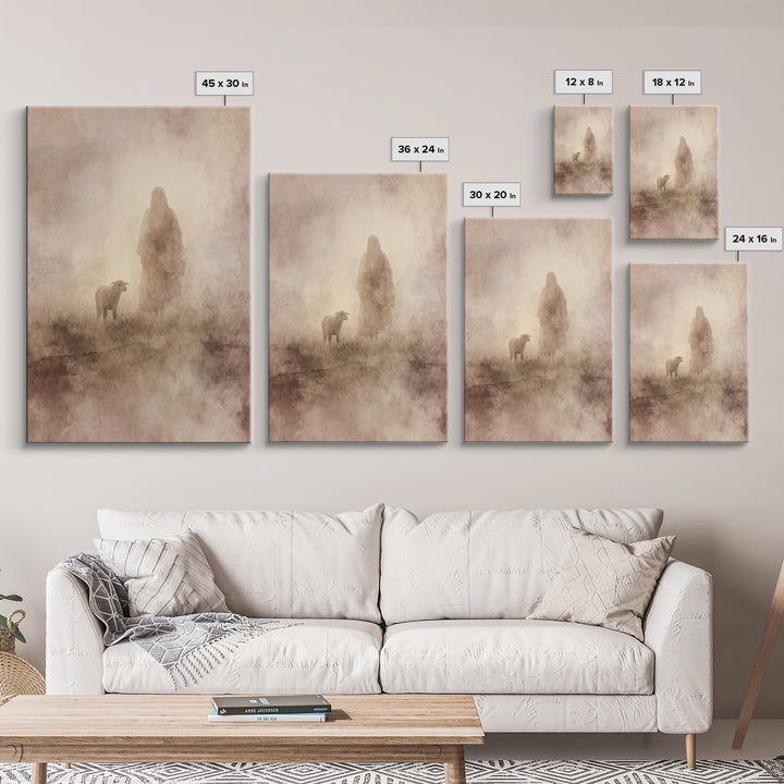 Silent Pasture Hope – Framed Canvas Print – Christian Wall Art – Jesus Painting – Christian Art Canvas – Christian Gift – Subtle Christian