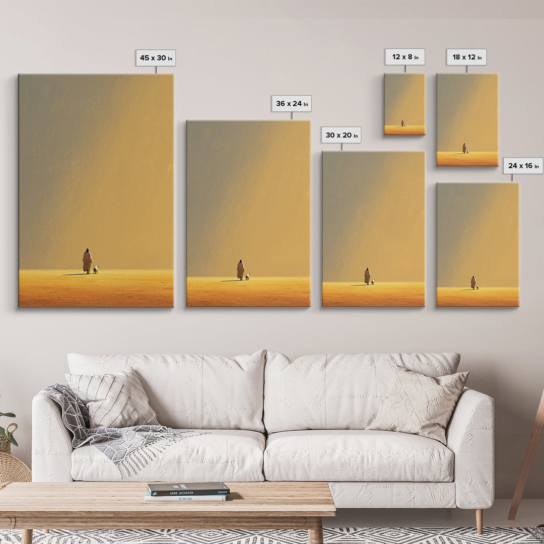 Guiding Dawn Steps | Framed Canvas Print | Christian Art Canvas | Christian Wall Art | Jesus Painting | Christian Christmas Art | Christian