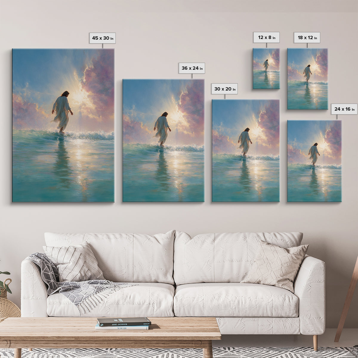 Golden Horizon Peace, Framed Canvas Print, Christian Wall Art, Jesus Painting, Christian Art Canvas, Large Christian Art, Christian Gift Id