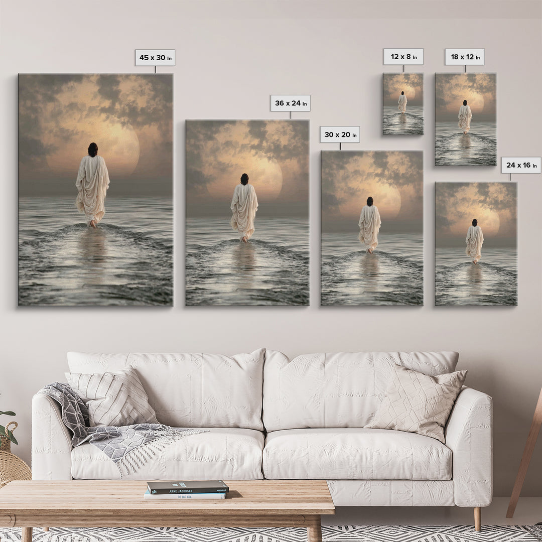 Waves Of Salvation – Framed Canvas Print – Christian Art Canvas – Jesus Painting – Christian Wall Art – Modern Christian Art – Christian Gi