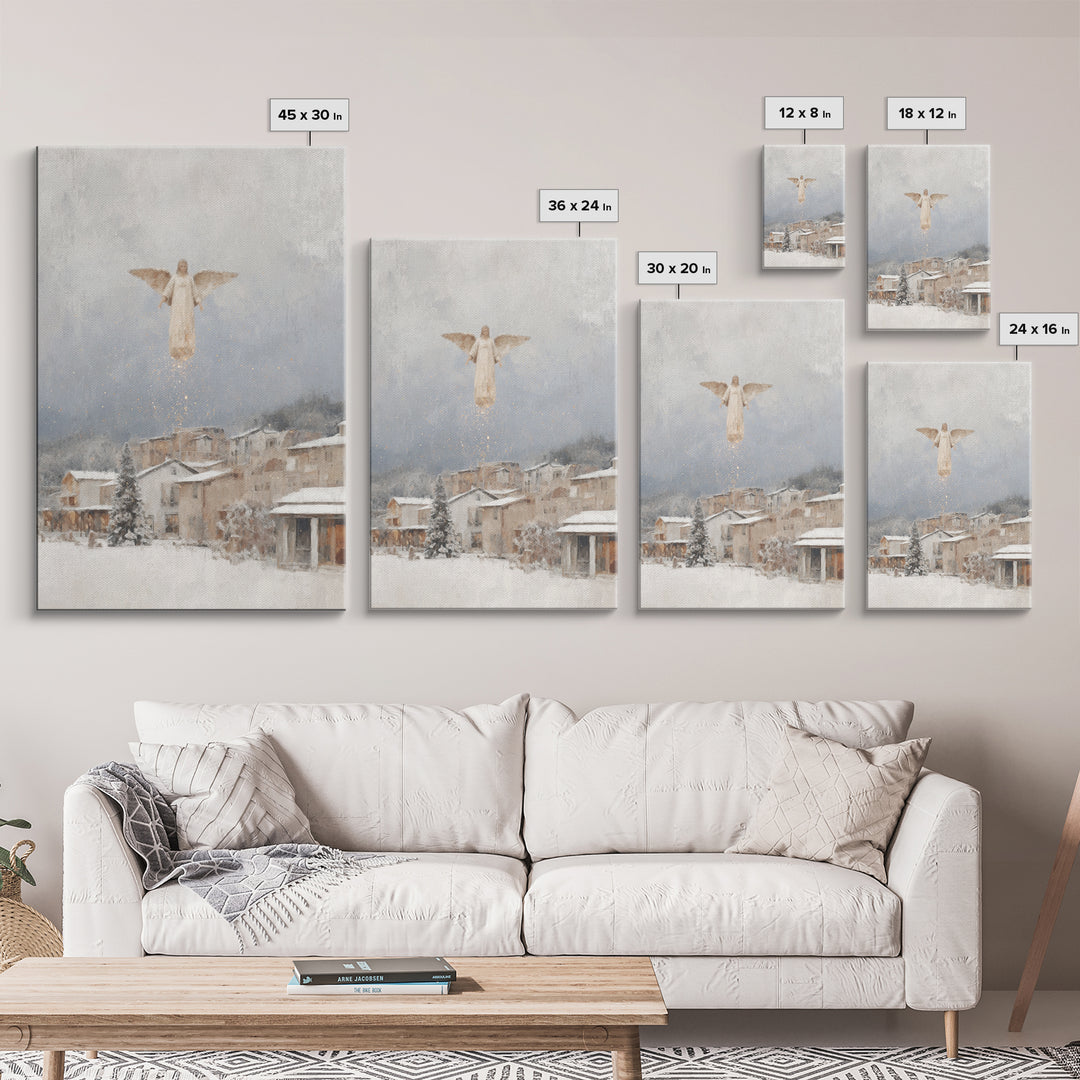 Heavenly Watcher – Framed Canvas Print – Christian Art Canvas – Christian Christmas Art – Christian Art Print – Minimalist Christian Art –