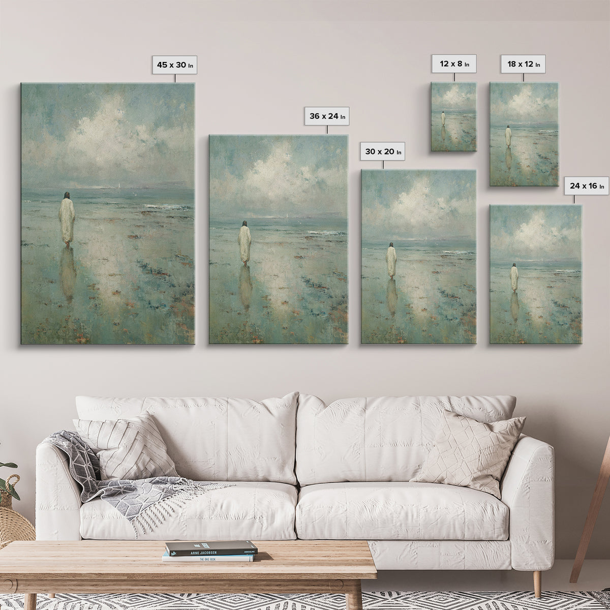 Sea Of Quiet Faith, Framed Canvas Print, Christian Wall Art, Christian Art Canvas, Jesus Painting, Modern Christian Art, Christian Decorati