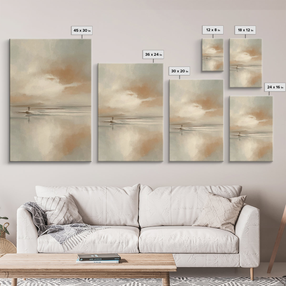 Arms Of Stillness | Framed Canvas Print | Christian Art Canvas | Christian Wall Art | Jesus Painting | Subtle Christian Art | Christian Gif
