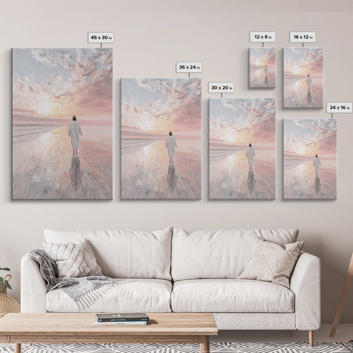 Radiant Shore Peace, Framed Canvas Print, Christian Wall Art, Christian Art Canvas, Jesus Painting, Modern Christian Painting, Christian Gi
