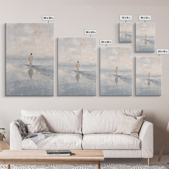 Quiet Tide Grace – Framed Canvas Print – Christian Art Canvas – Christian Wall Art – Jesus Painting – Minimalist Christian Art – Christian