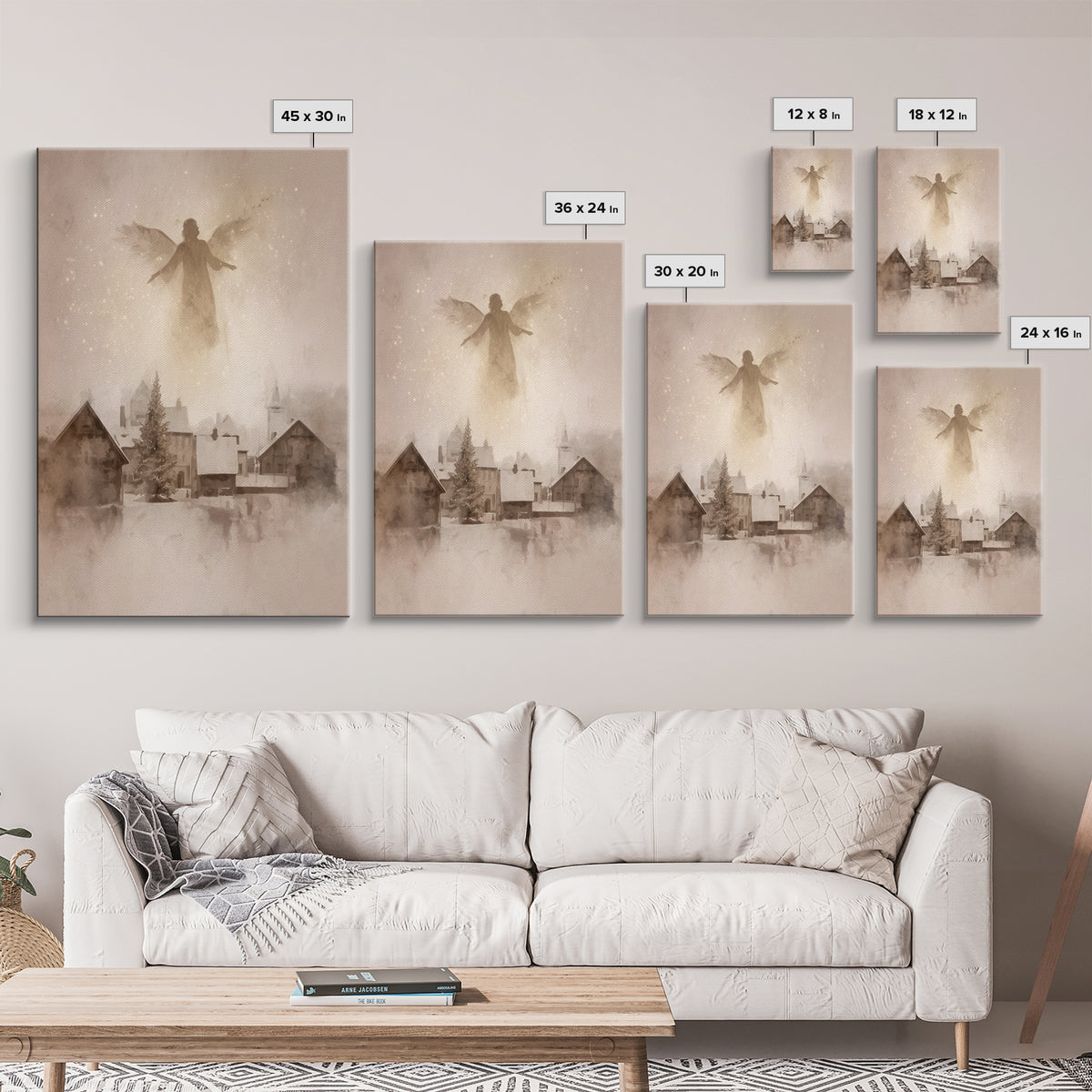 Snowlit Messenger – Framed Canvas Print – Christian Art Print – Christmas Art – Christian Art Canvas – Christian Wall Art – Vintage Christi