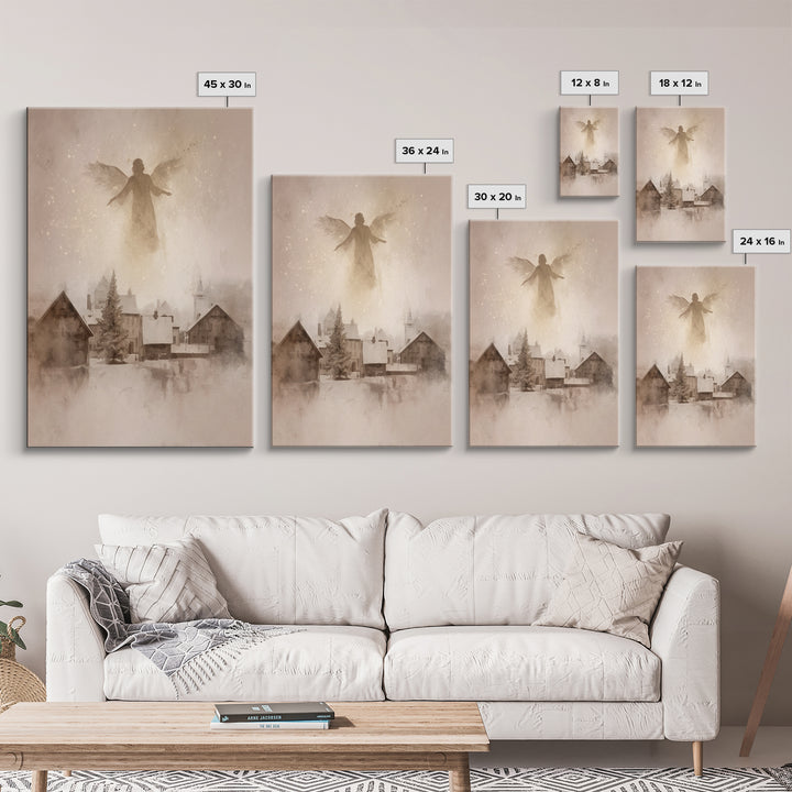 Snowlit Messenger – Framed Canvas Print – Christian Art Print – Christmas Art – Christian Art Canvas – Christian Wall Art – Vintage Christi