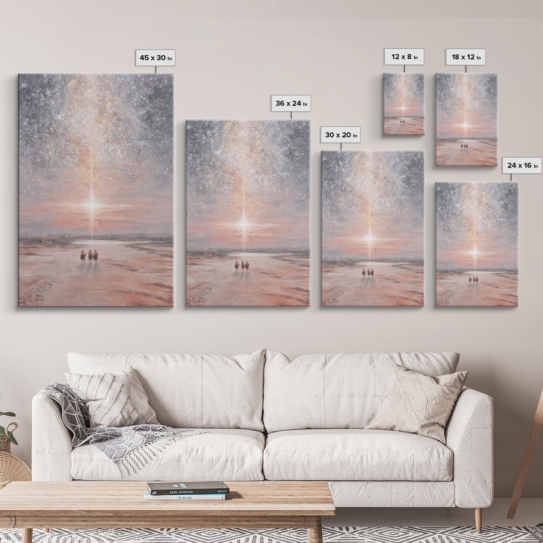 Path Of Bethlehem Light | Framed Canvas Print | Christmas Wall Art | Christian Art Canvas | Christian Christmas Art | Christmas Art Prints