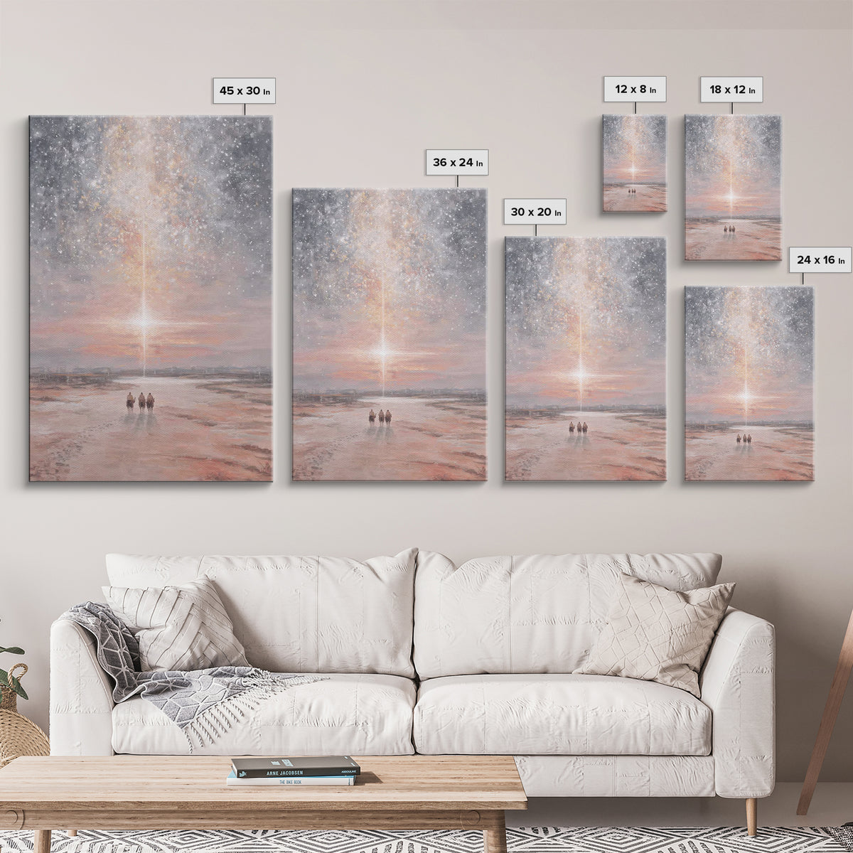 Path Of Bethlehem Light | Framed Canvas Print | Christmas Wall Art | Christian Art Canvas | Christian Christmas Art | Christmas Art Prints