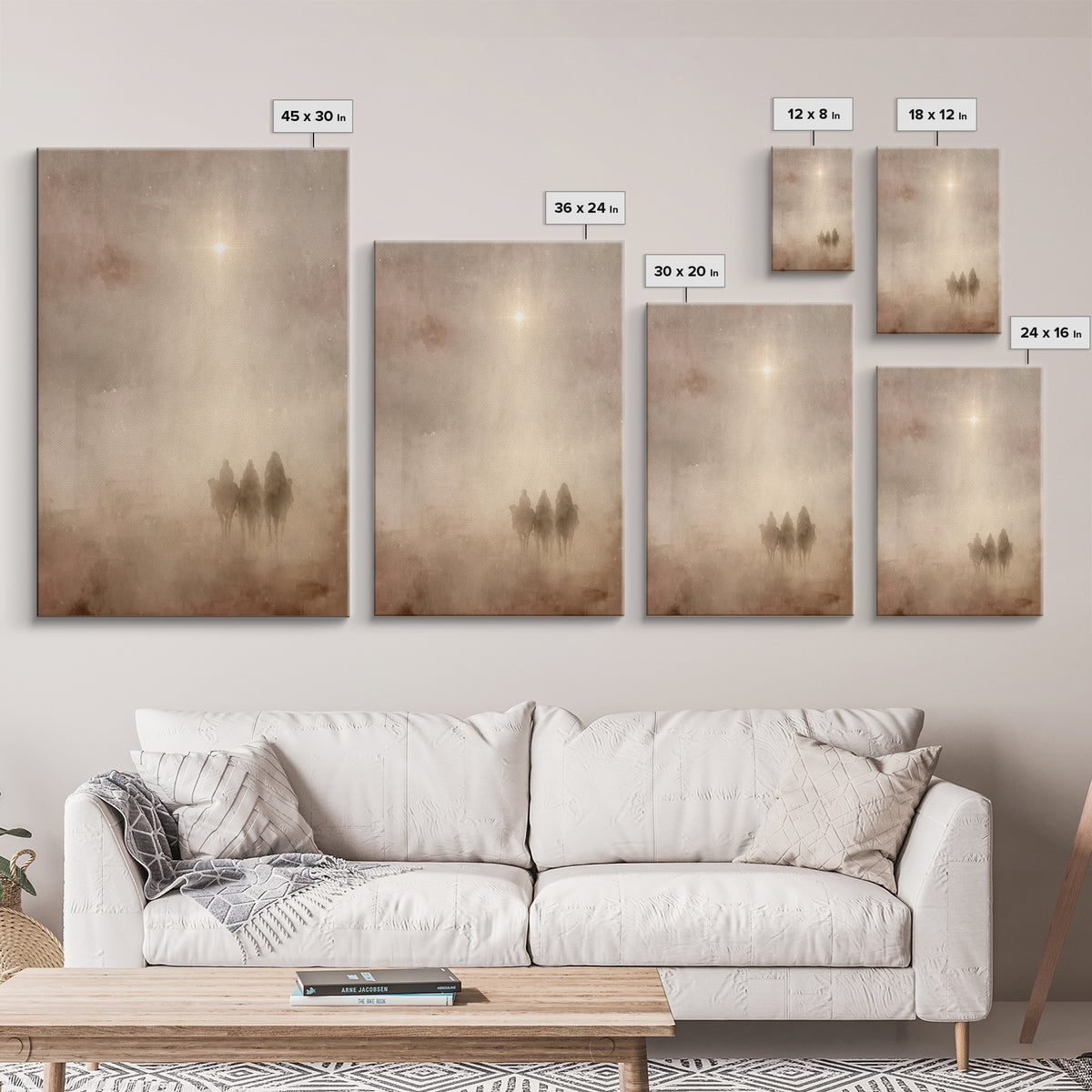 Desert Light Journey, Framed Canvas Print, Christian Christmas Art, Christian Wall Art, Christian Art Canvas, Christmas Art, Jesus Painting