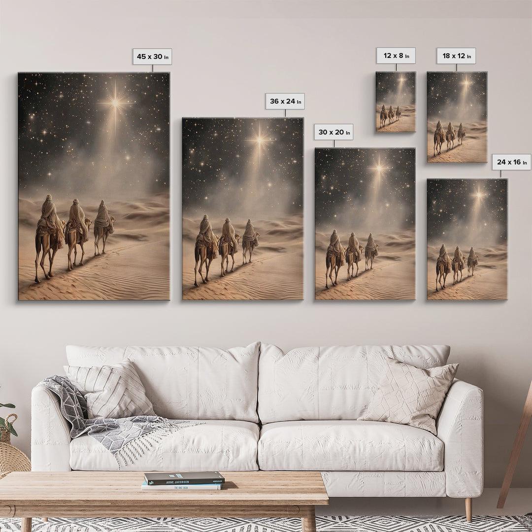 Night Wanderers | Framed Canvas Print | Christmas Wall Art | Christian Art Canvas | Christian Christmas Art | Christian Art | Jesus Paintin
