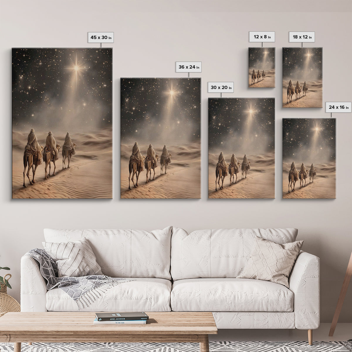 Night Wanderers | Framed Canvas Print | Christmas Wall Art | Christian Art Canvas | Christian Christmas Art | Christian Art | Jesus Paintin