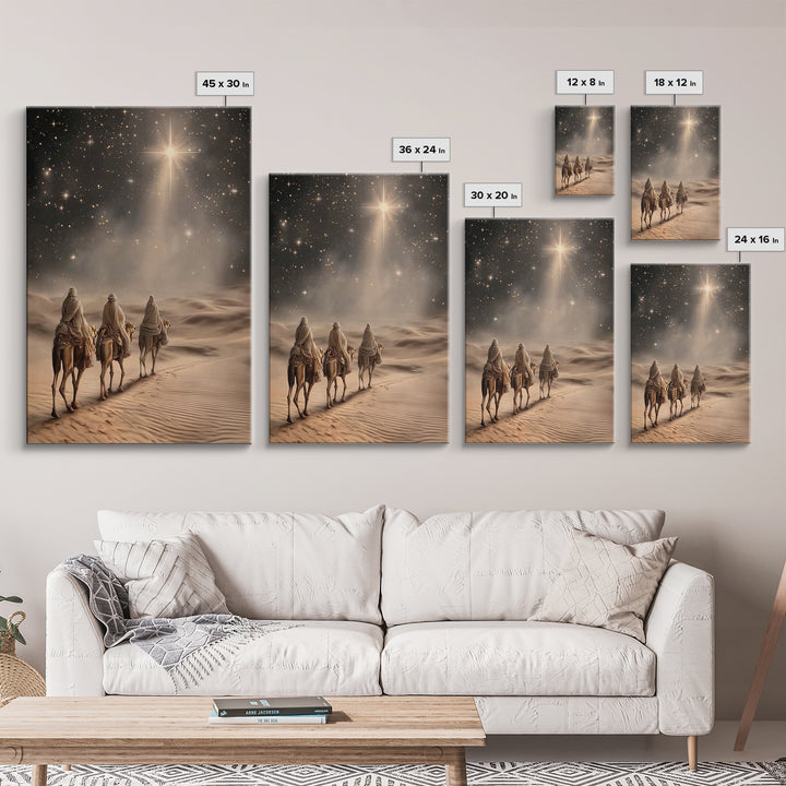 Night Wanderers | Framed Canvas Print | Christmas Wall Art | Christian Art Canvas | Christian Christmas Art | Christian Art | Jesus Paintin
