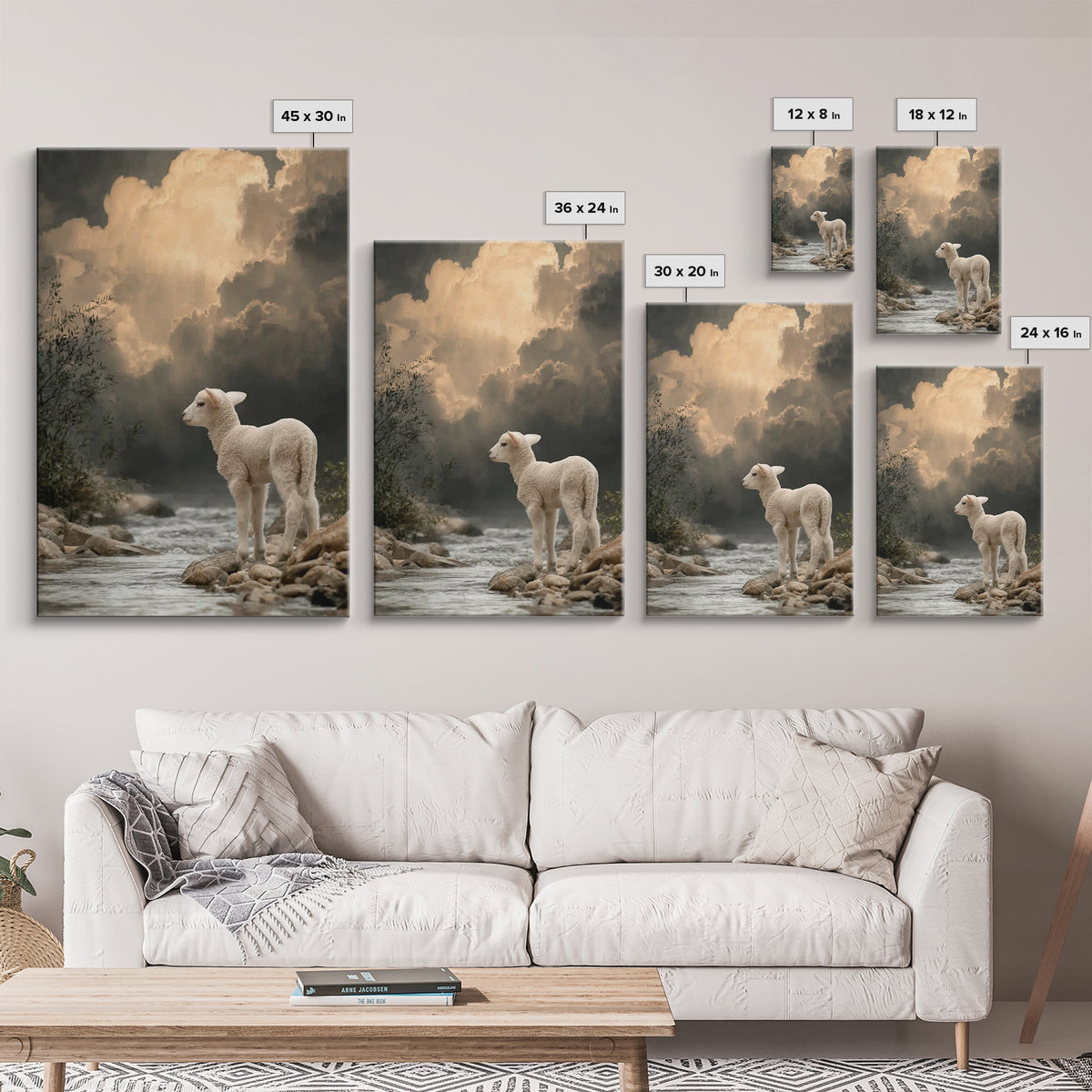 Peaceful Shepherd Scene | Framed Canvas Print | Christian Art | Christian Wall Art | Christian Christmas Art | Christian Art Canvas | Jesus