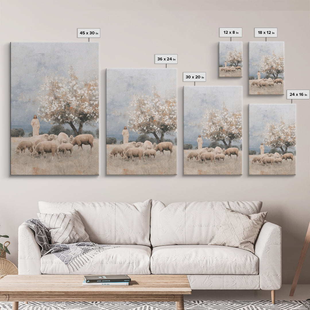 Hillside Blossoms Peace | Framed Canvas Print | Christian Wall Art | Jesus Painting | Christian Art Canvas | Christian Christmas Art