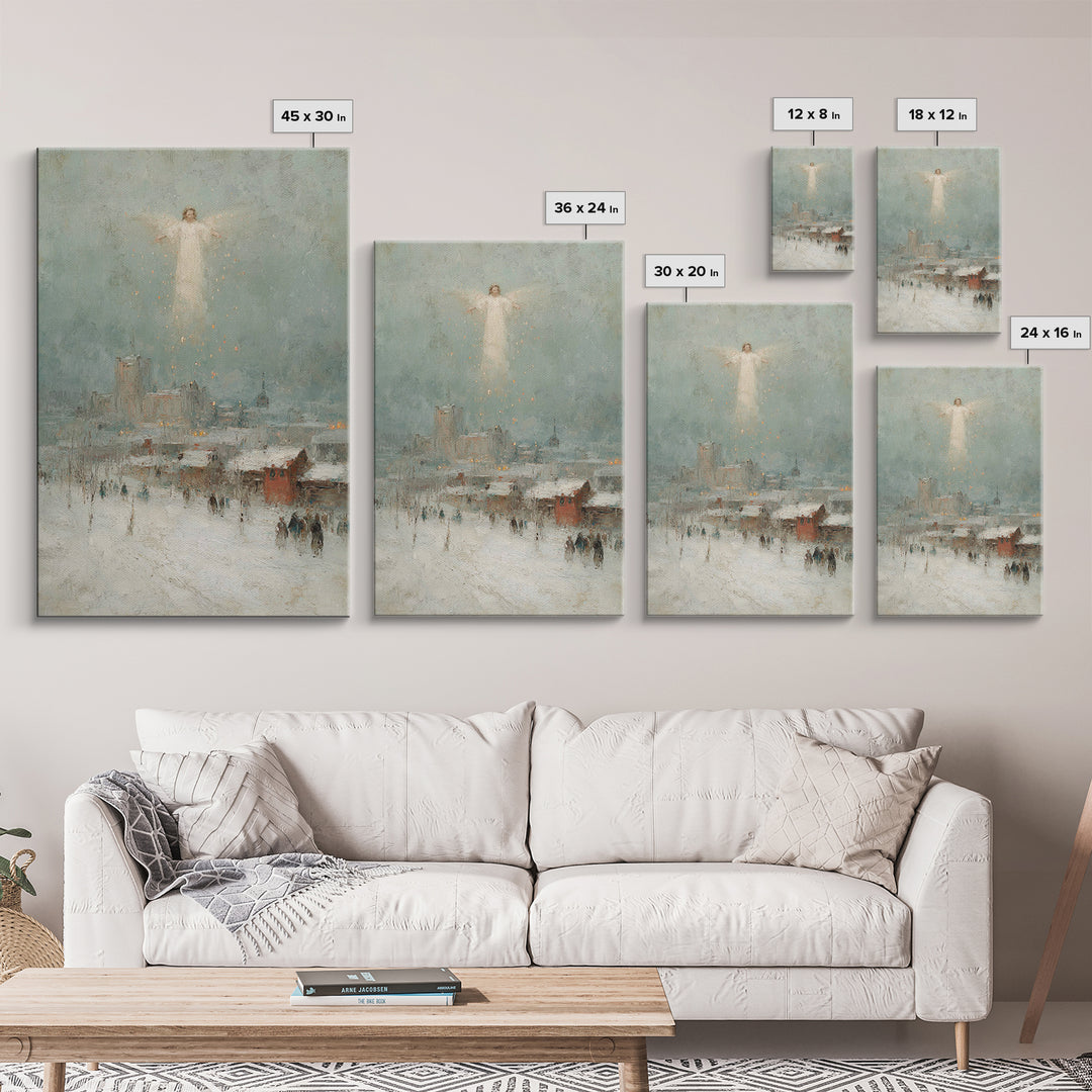 City Of Angels – Framed Canvas Print – Christian Wall Art – Christian Art Canvas – Christian Christmas Art – Christmas Art – Modern Christi