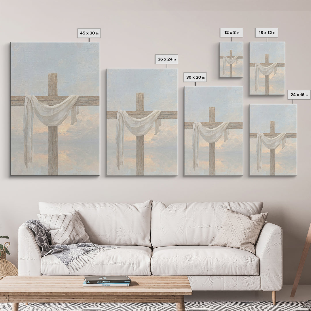 Cross of Renewal, Framed Canvas Print, Christian Wall Art, Christian Art Canvas, Christian Painting, Christian Christmas Art