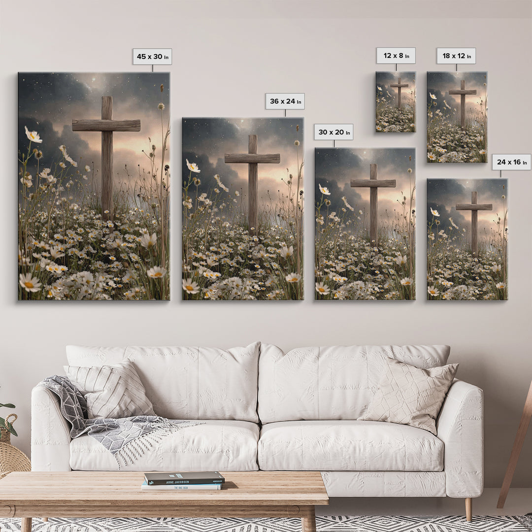 Nightfall Mercy – Framed Canvas Print – Christian Wall Art – Christian Art Canvas – Christian Painting – Christian Christmas Art