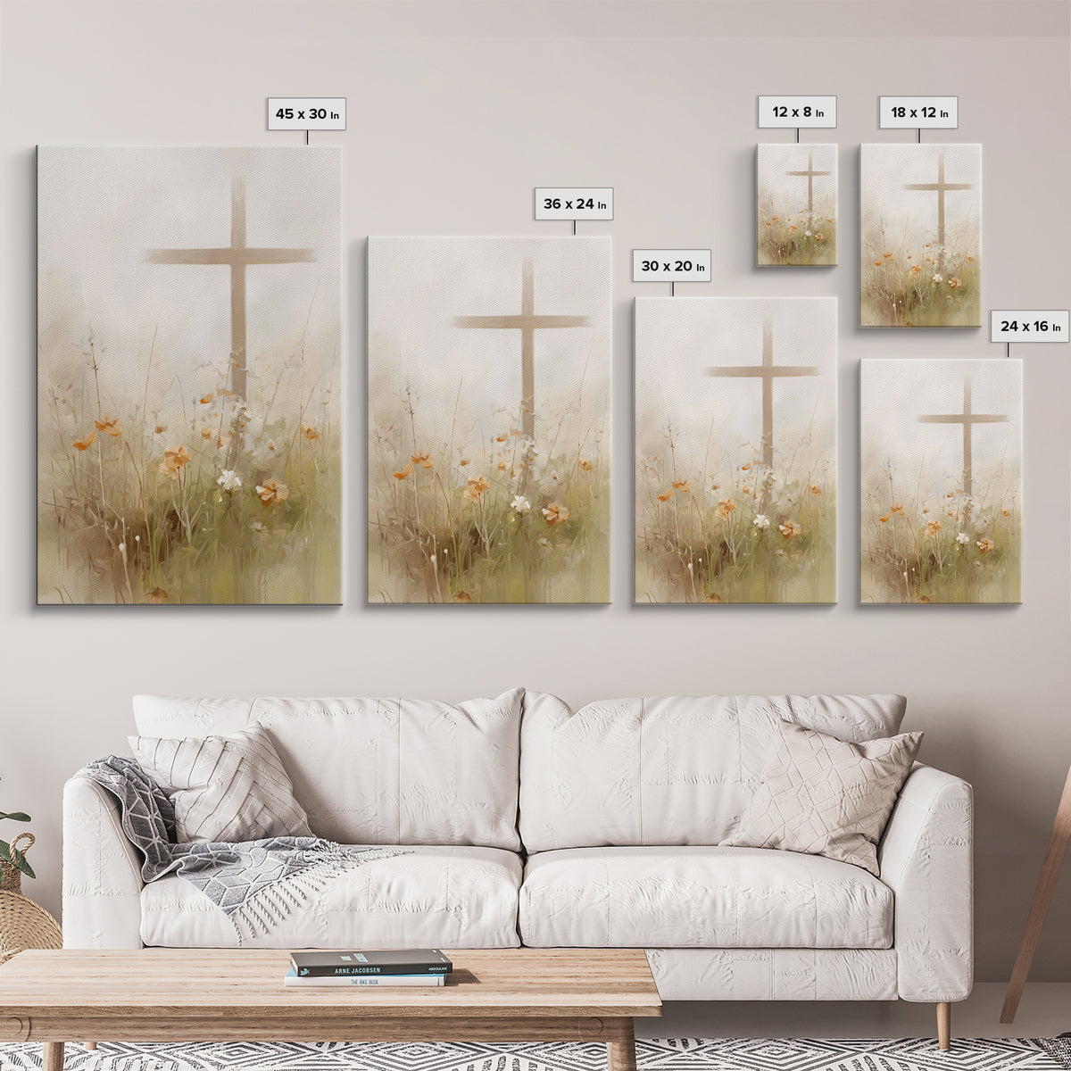 Gentle Crosslight – Framed Canvas Print – Christian Wall Art – Christian Art Canvas – Minimalist Christian Art – Christian Painting