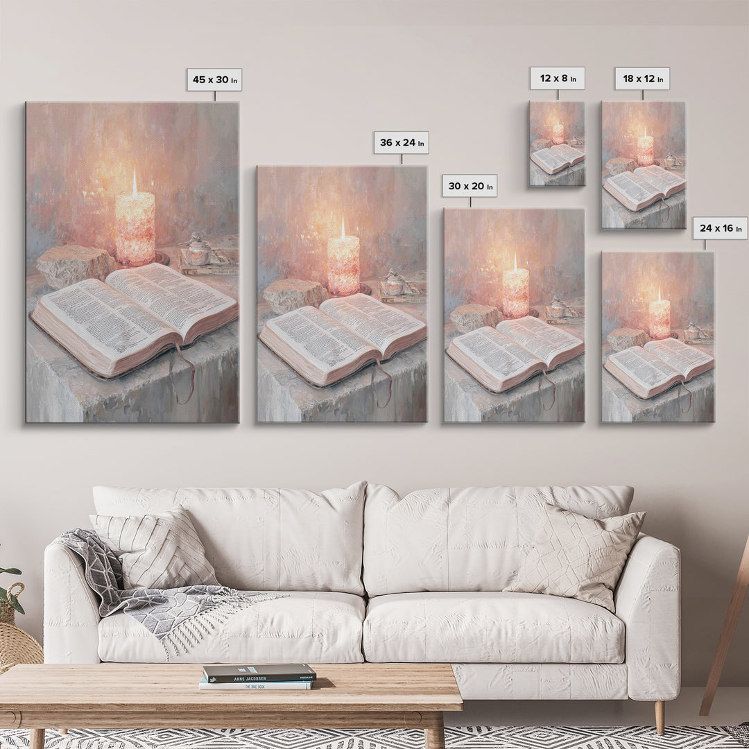 Candle Of Wisdom - Framed Canvas Print - Christian Decor - Christian Wall Art - Christmas Art - Christian Art Canvas - Jesus Painting
