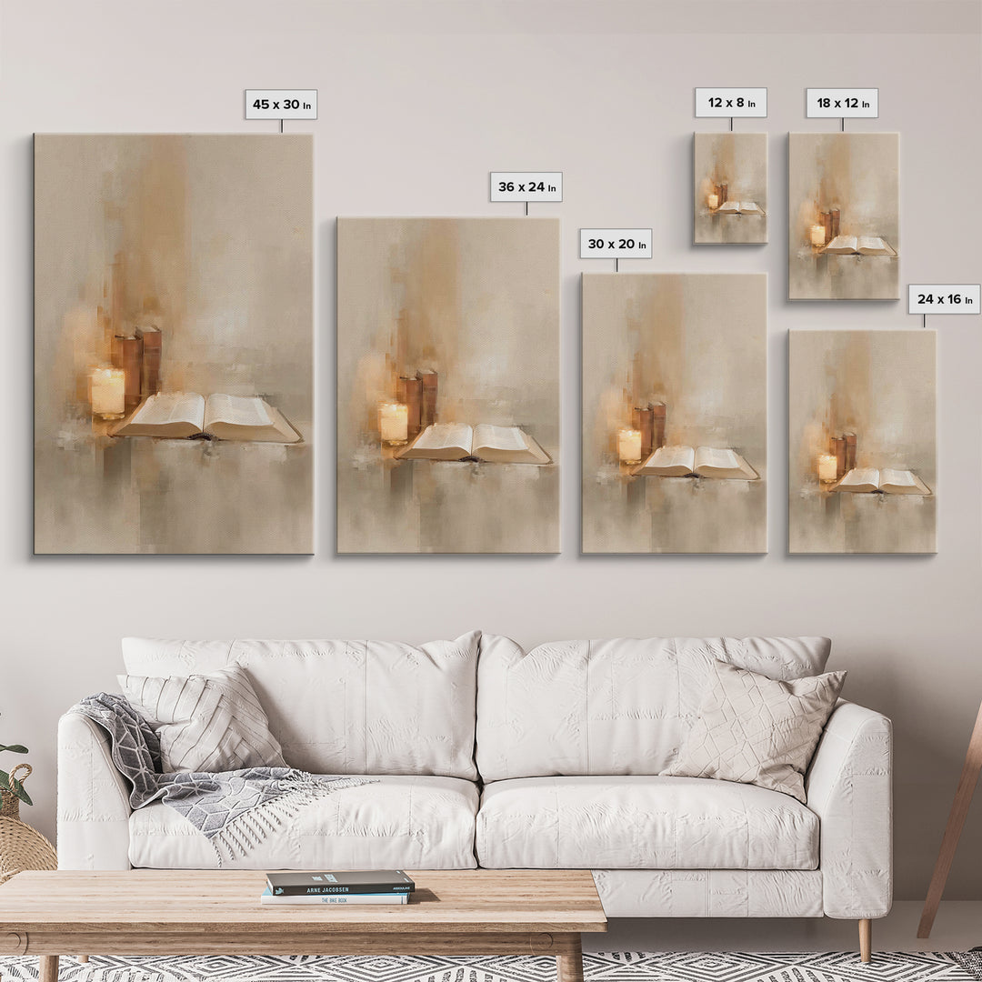 Sacred Reading Light – Framed Canvas Print – Christian Wall Art – Christian Art Canvas – Vintage Christian Art – Christian Painting – Chris