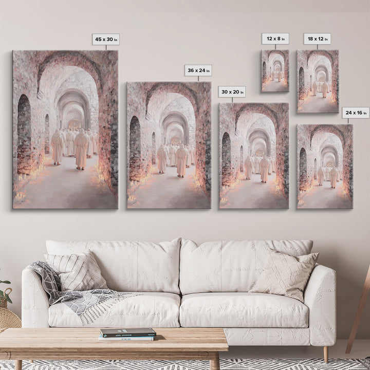 White-Robed Procession – Framed Canvas Print – Christian Art Canvas – Christian Wall Art – Christian Christmas Art – Christmas Art Prints –
