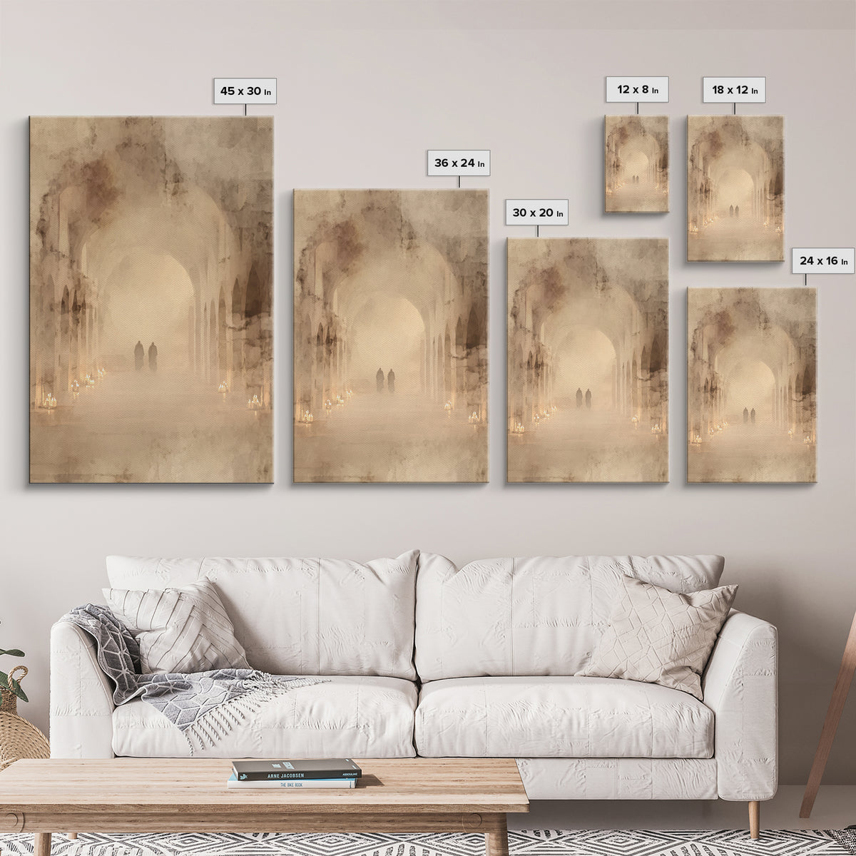 Silent Cloister Haze – Framed Canvas Print – Christian Wall Art – Minimalist Christian Art – Subtle Christian Art – Christian Painting – Ch