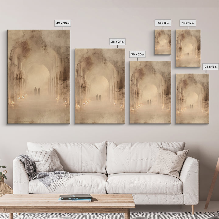 Silent Cloister Haze – Framed Canvas Print – Christian Wall Art – Minimalist Christian Art – Subtle Christian Art – Christian Painting – Ch