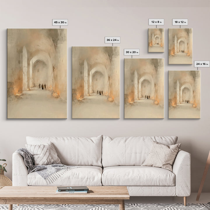 Sacred Hall Glow – Framed Canvas Print – Christian Wall Art – Moody Christian Art – Christian Art Canvas – Subtle Christian Art – Christian
