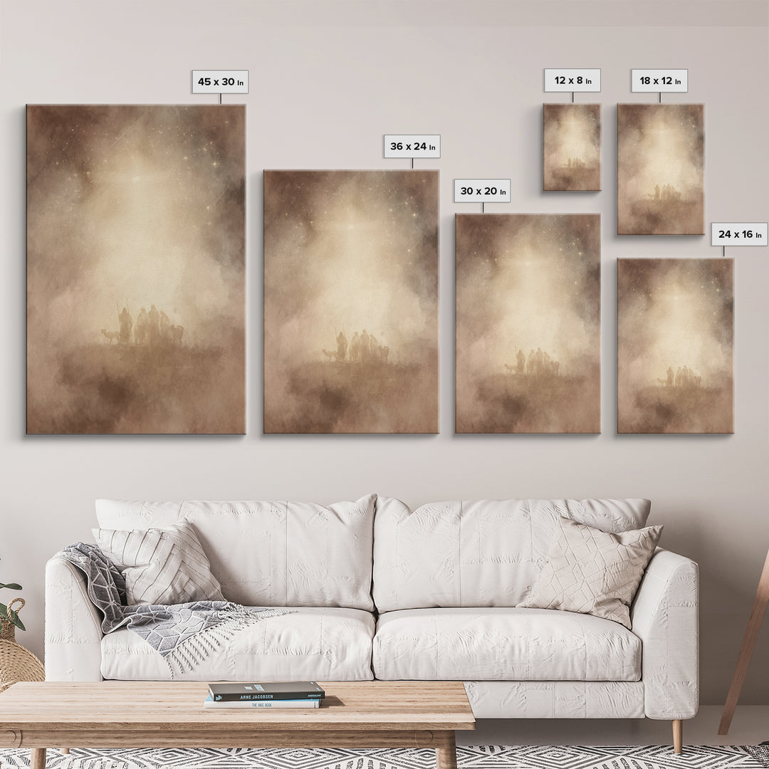 Shepherds Beneath Glory – Framed Canvas Print – Christian Christmas Art – Jesus Christmas Art – Christmas Wall Art – Christian Art Canvas –