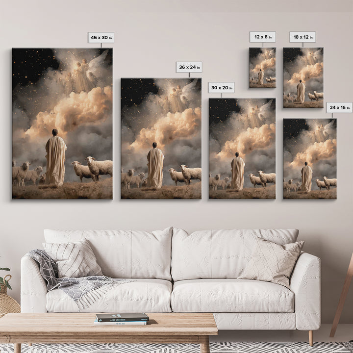 Angelic Glory Sky | Framed Canvas Print | Christian Christmas Art | Christmas Wall Art | Christian Art Canvas | Jesus Christmas Art | Chris