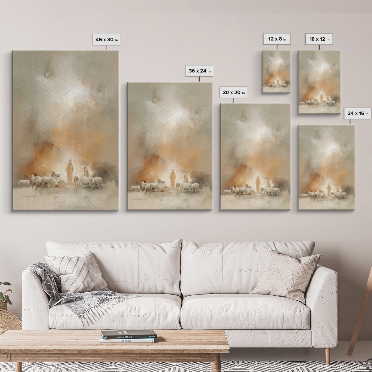 Shepherds Of Light | Framed Canvas Print | Christian Wall Art | Christian Art Canvas | Christian Christmas Art | Christmas Art Work | Chris