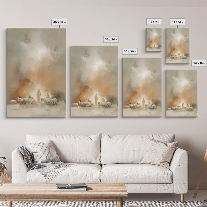 Shepherds Of Light | Framed Canvas Print | Christian Wall Art | Christian Art Canvas | Christian Christmas Art | Christmas Art Work | Chris