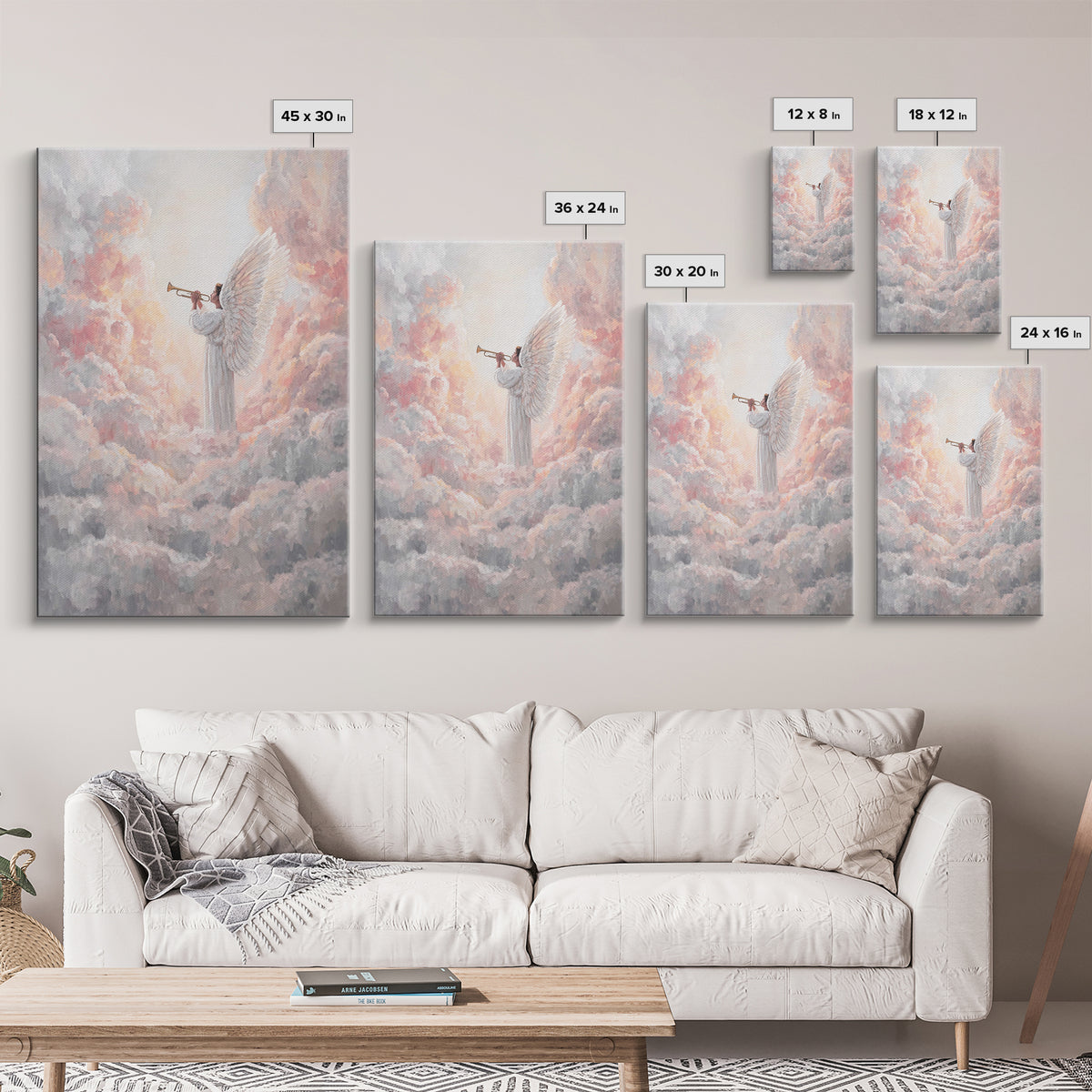 Celestial Trumpet Call – Framed Canvas Print – Christian Art Canvas – Christian Wall Art – Angel Art – Christian Paintings – Christian Chri