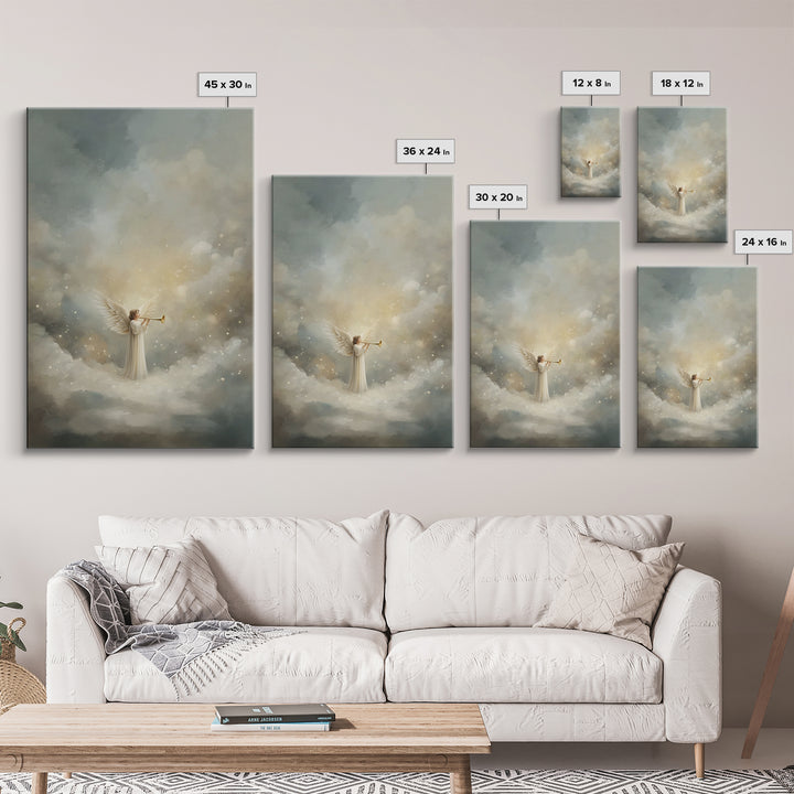 Herald Of Heaven, Framed Canvas Print, Christian Art Canvas, Christian Wall Art, Angel Art, Christmas Wall Art, Christian Christmas Art