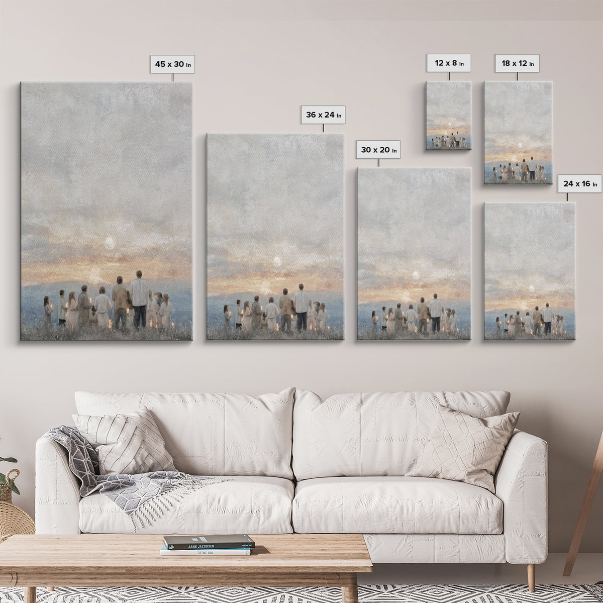 Early Light Gathering, Framed Canvas Print, Christian Wall Art, Christian Art Painting, Minimalist Christian Art, Christmas Art Framed, Chr