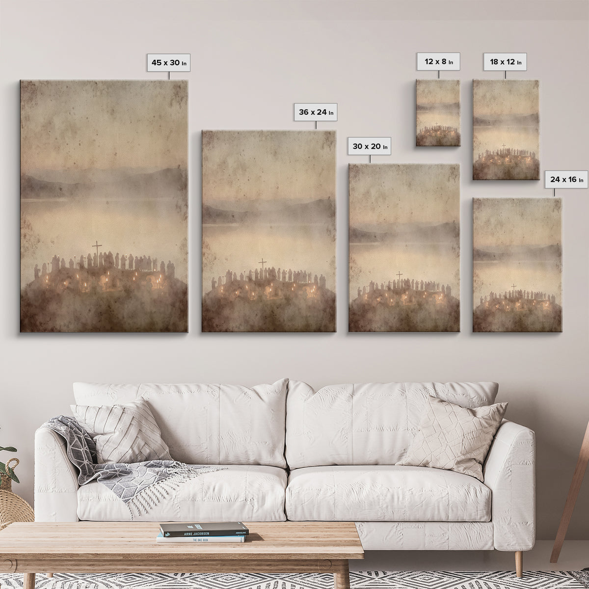 Candlelit Assembly – Framed Canvas Print – Christian Wall Art – Moody Christian Art – Christmas Canvas Wall Art – Christian Art Print – Chr