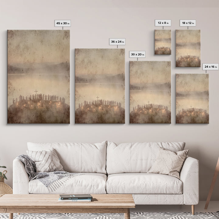 Candlelit Assembly – Framed Canvas Print – Christian Wall Art – Moody Christian Art – Christmas Canvas Wall Art – Christian Art Print – Chr