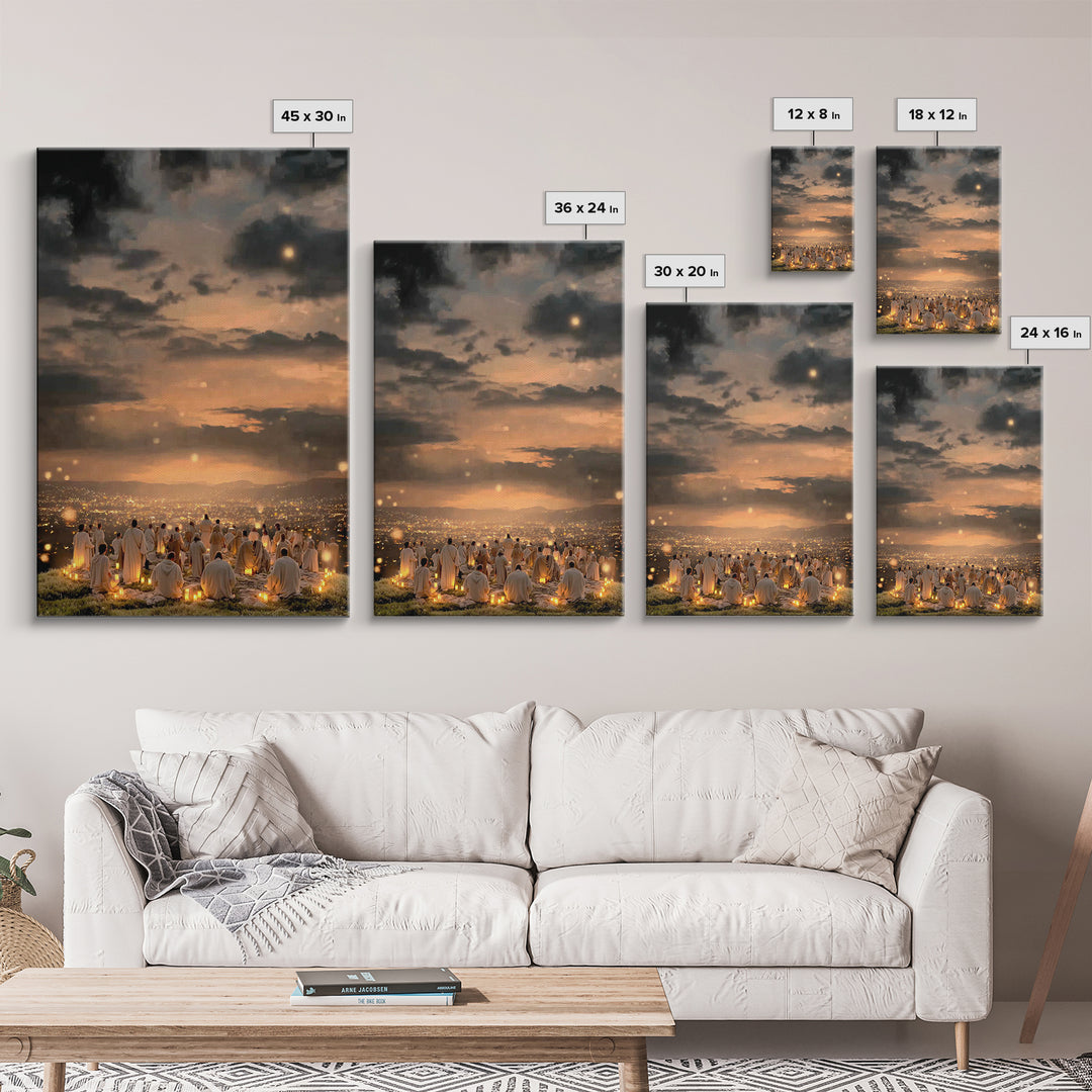 Eternal Night Glow, Framed Canvas Print, Christian Wall Art, Christian Christmas Art, Modern Christian Art, Christmas Art Work, Christian D