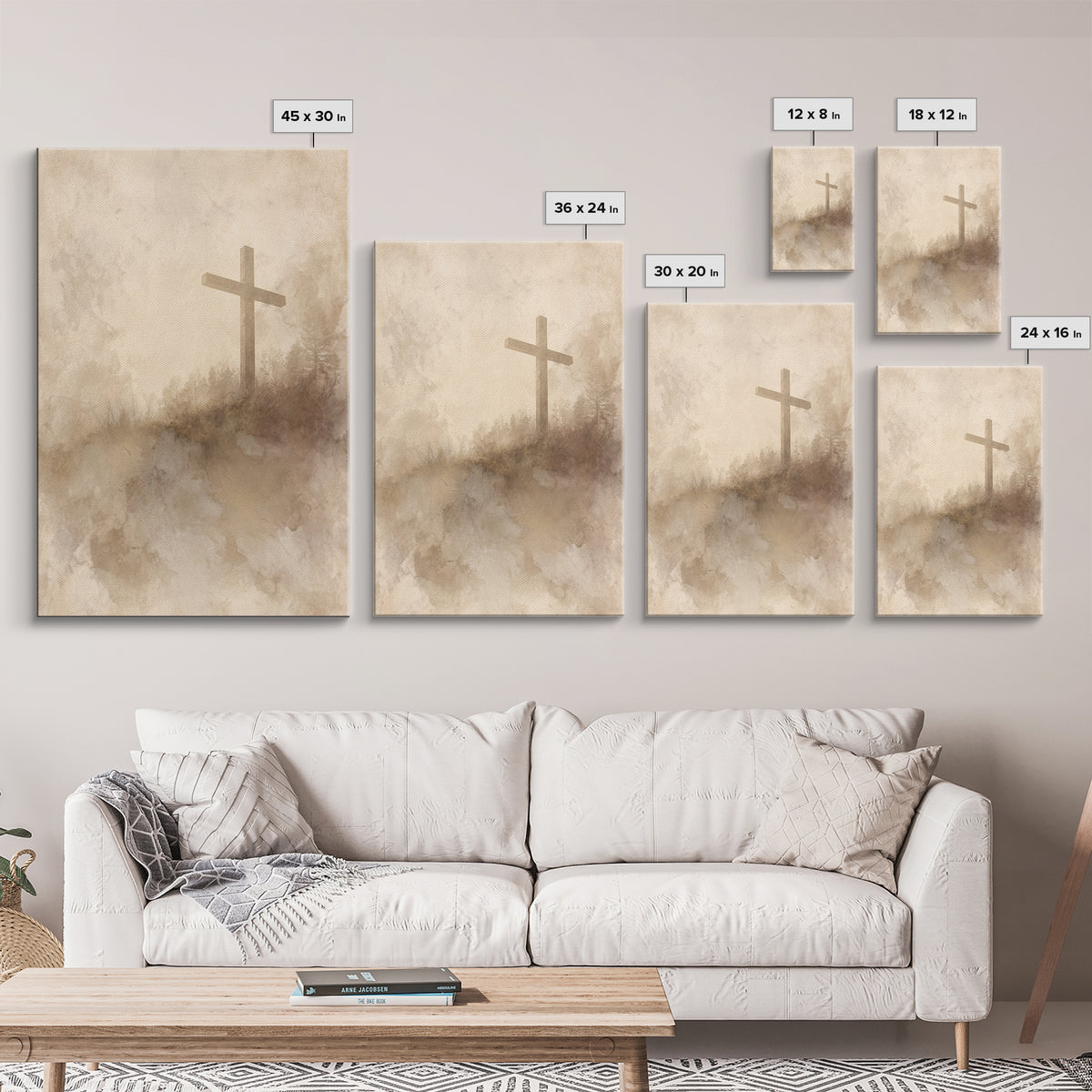 Soft Desert Cross | Framed Canvas Print | Christian Art Canvas | Christian Wall Art | Subtle Christian Paintings | Vintage Christian Art |