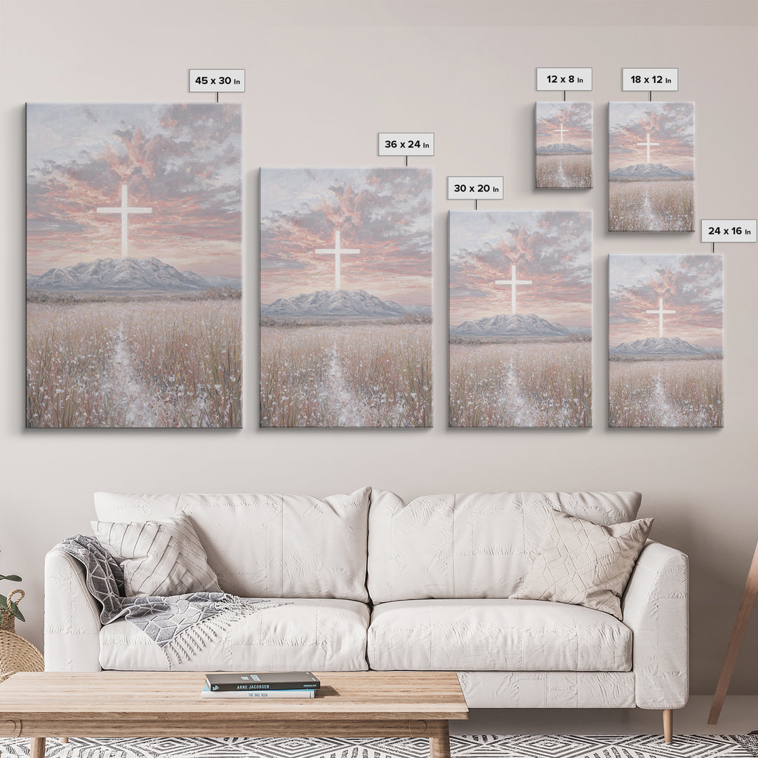 Field Of Mercy | Framed Canvas Print | Christian Wall Art | Christian Art Canvas | Minimalist Christian Art | Christian Paintings | Christi