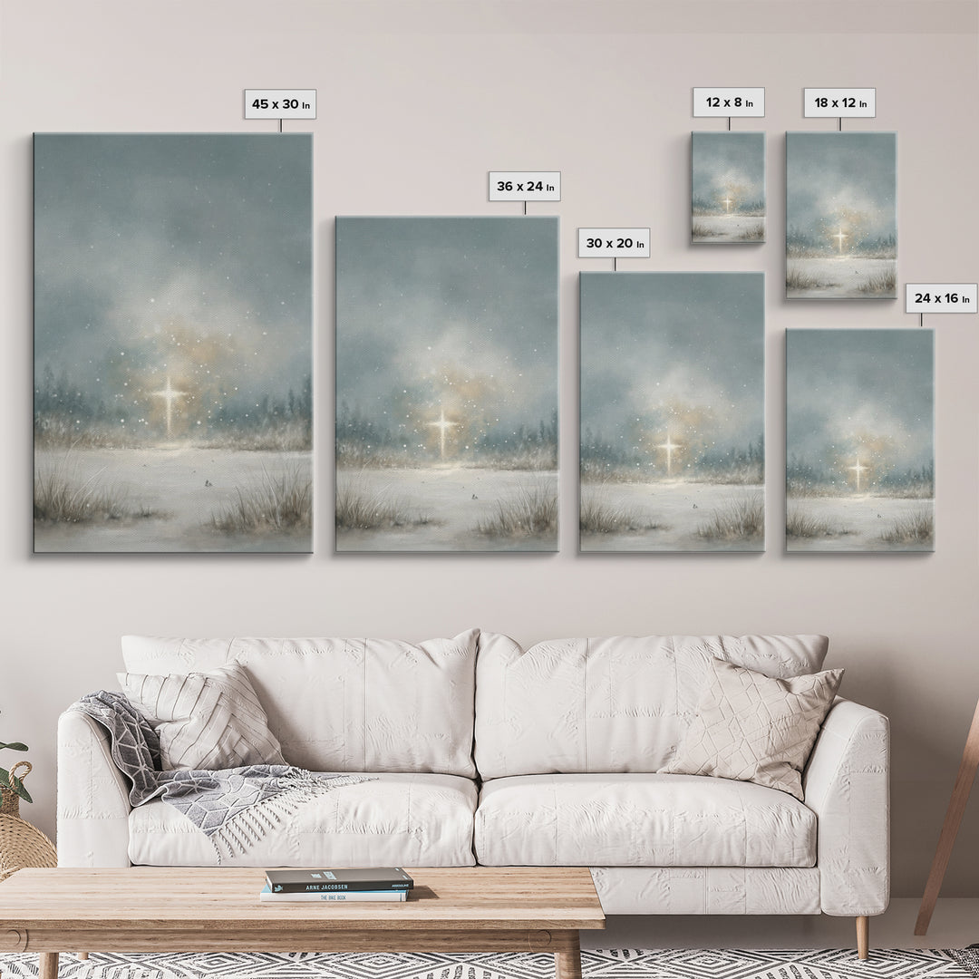 Radiant Summit Cross, Framed Canvas Print, Christian Art Canvas, Christian Wall Art, Modern Christian Art, Christian Art Work, Christian Ch