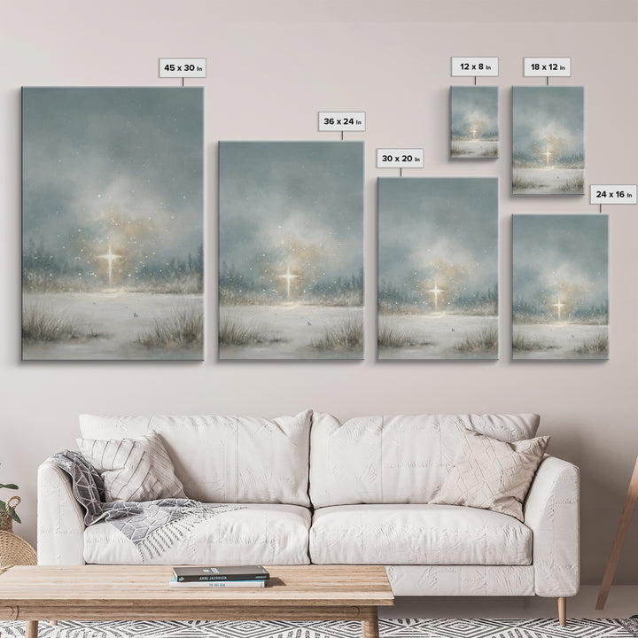 Radiant Summit Cross, Framed Canvas Print, Christian Art Canvas, Christian Wall Art, Modern Christian Art, Christian Art Work, Christian Ch
