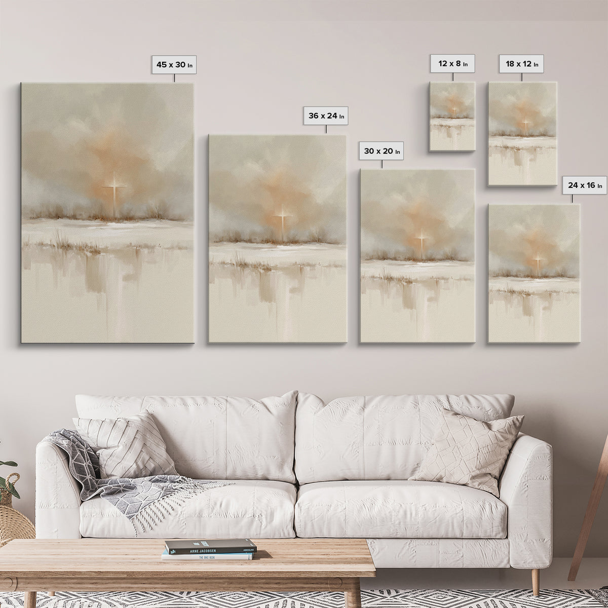 Winter Cross Light – Framed Canvas Print – Christian Wall Art – Christian Art Canvas – Christmas Art – Christian Decoration