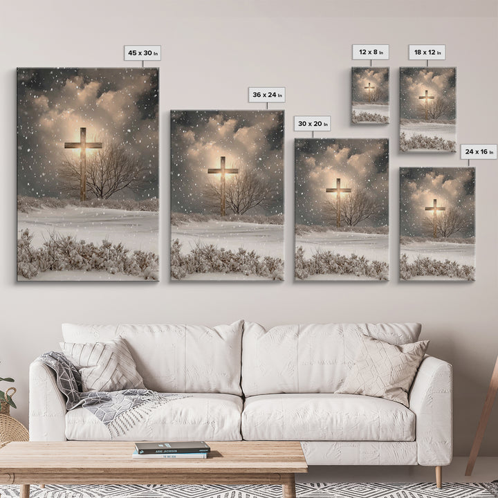 Snowfall Grace, Framed Canvas Print, Christian Wall Art, Christian Art Canvas, Christmas Art, Christian Decoration