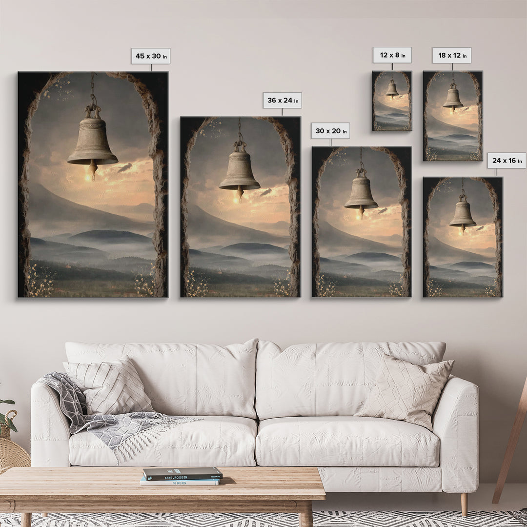 Hillside Bell Peace | Framed Canvas Print | Christian Wall Art | Christian Art Canvas | Christian Gift | Christian Decoration