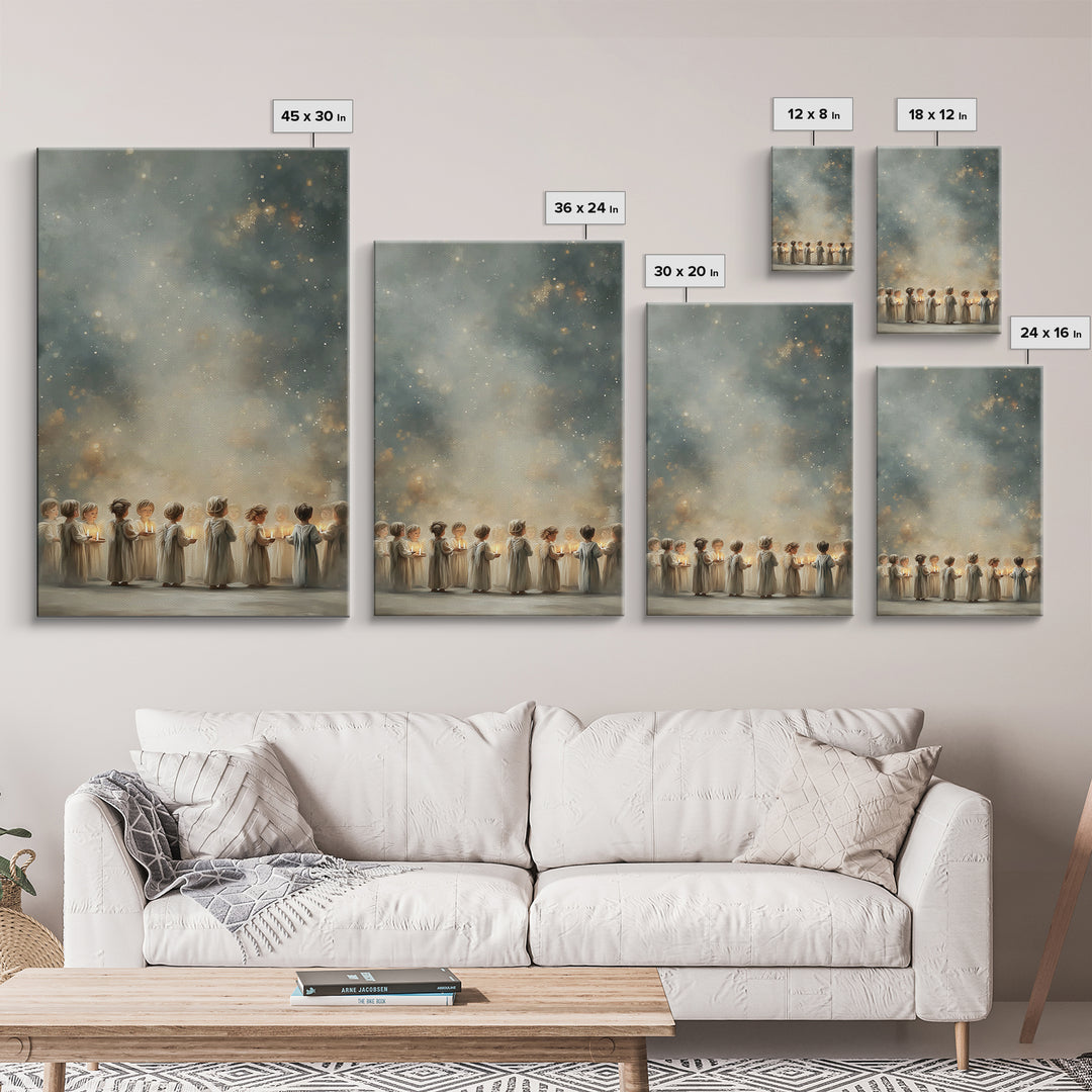 Circle Of Angels – Framed Canvas Print – Christian Wall Art – Christian Art Canvas – Christmas Art – Christian Christmas Decor
