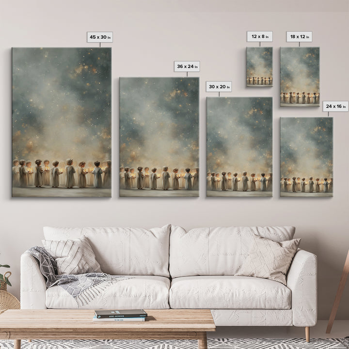 Circle Of Angels – Framed Canvas Print – Christian Wall Art – Christian Art Canvas – Christmas Art – Christian Christmas Decor