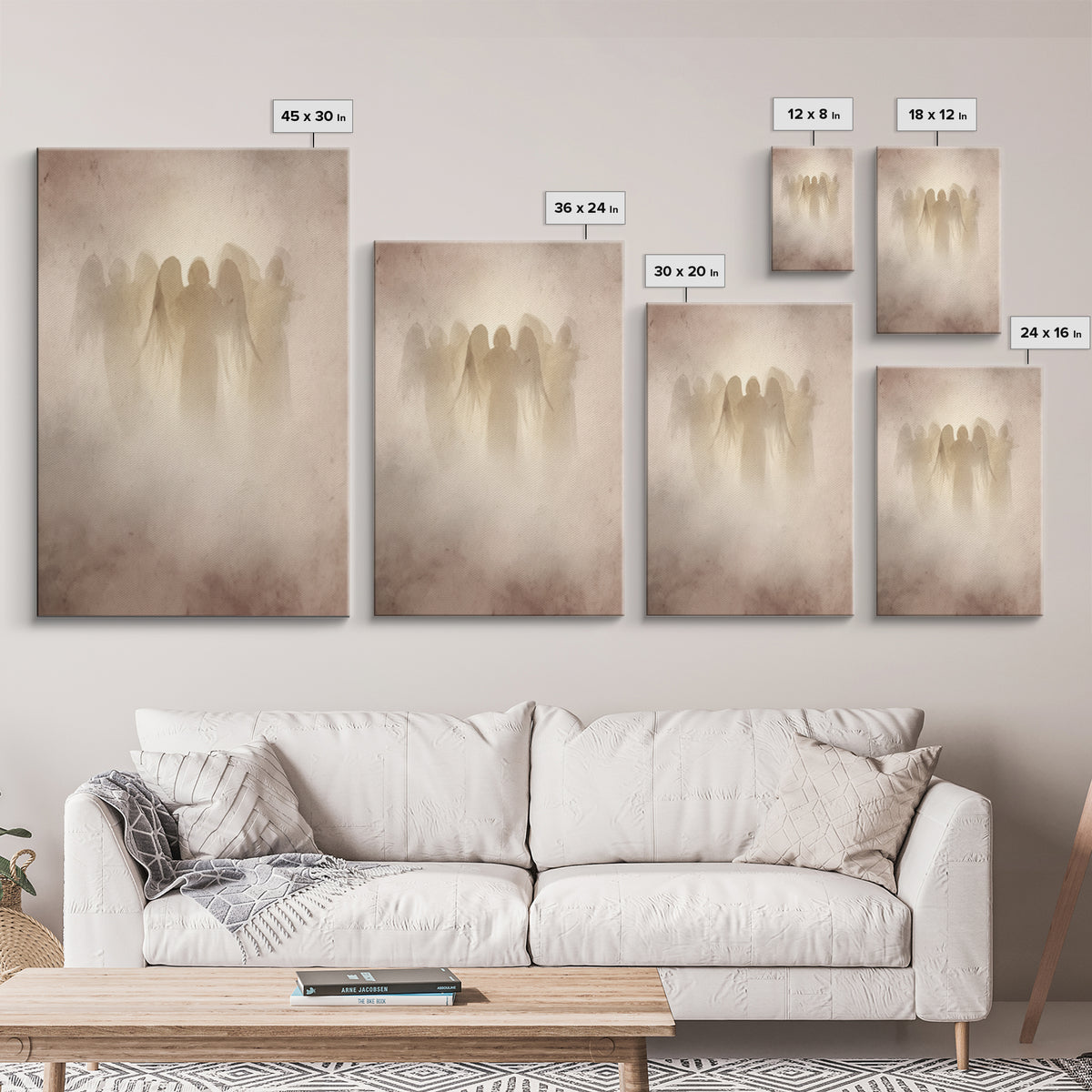 Veiled Guardians – Framed Canvas Print – Christian Art Canvas – Christian Wall Art – Minimalist Christian Art – Christian Decor – Christian