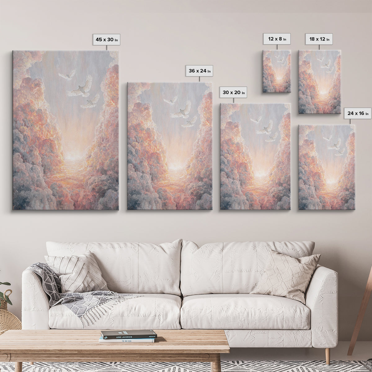 Doves Of Heaven – Framed Canvas Print – Christian Wall Art – Christian Art Canvas – Christmas Art – Christian Decor – Christian Gift Ideas